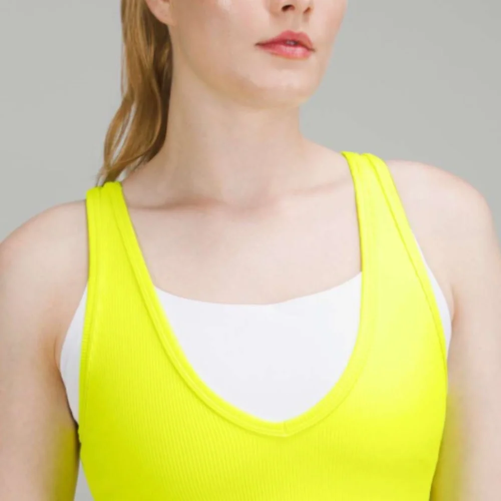 lululemon Power Pivot Ribbed Tank Top in Highlight Yellow sz 4 - Picture 4 of 4